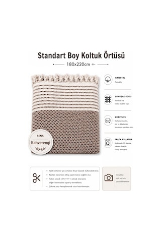 Pamuklu Kaymaz Hasır Dokuma Koltuk Örtüsü 180x220 - Kahverengi