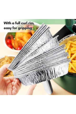 Youmex Hava Fritözü Foil Tepsileri, 50 Adet 9 İnç Derin Tabak, Yemek Yağsızlığı Sağlar, Fırın Uyumlu, Isıya Dayanıklı, Yıkama Gerektirmeyen Pişirme Aletleri Çok Renkli