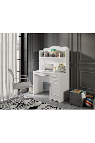 Baby Darling %100 Mdf Lisa Çalışma Masası Beyaz Üst Ünite Dahil Beyaz