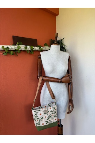 Lumya Atelier Papatya Desenli Çanta Açık Yeşil