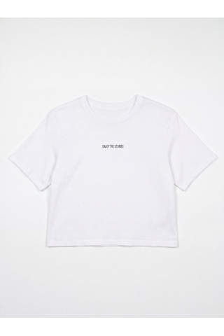 LTB Baby Tee Yazı Baskılı Beyaz T-shırt