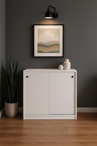 Sürgü Kapaklı Çok Amaçlı Dolap&ayakkabılık Beyaz