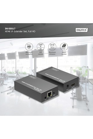 Digitus Hdmı Ip Görüntü Aktarıcı Extender Seti 120 M, 1080p 60hz, Cat6/7/8, Ds-55517