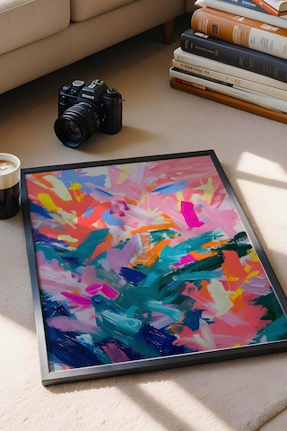 Pop Art Renkli Fırça Darbeleri Çerçeveli Tablo - Pop Art Poster Tablo