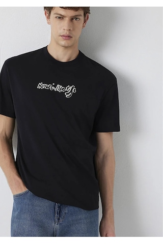 Mavi M0613575-900 Mavi Henri Matisse Baskılı T-shirt Erkek Tişort siyah