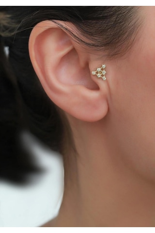 14 Ayar Altın Pietra Üçgen Tragus Piercing Sarı