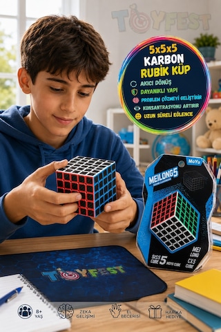 Moyu Meilong 5x5x5 Karbon Rubik Küp Profesyonel Zeka Küpü Speed Cube Bulmaca Oyunu 6x6x6 Cm