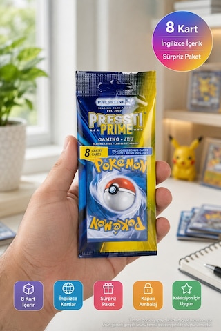 Pokémon Koleksiyon Kartı Presstine Pressti Prime Sürpriz 8 Kart İngilizce