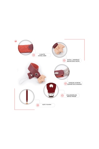 Motheric Paciclip Gerçek Deri Emzik Askısı 4lü Set