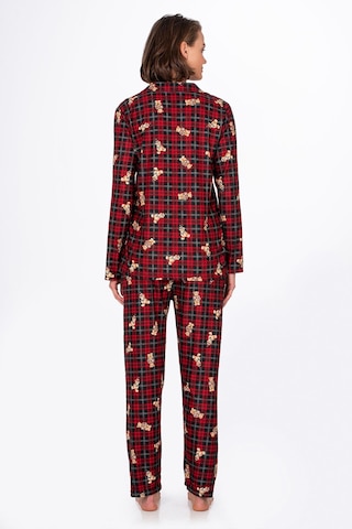 Kadın Süet Önden Düğmeli Pijama Takımı Ayıcık Desen Ayı Desen