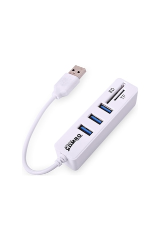 Konesam Beyaz Usb 2.0 5 Port Hub İle Sd/tf Kart Okuyucu - 480 Mbps Hızlı Veri Transferi, Plug & Play, Taşınabilir