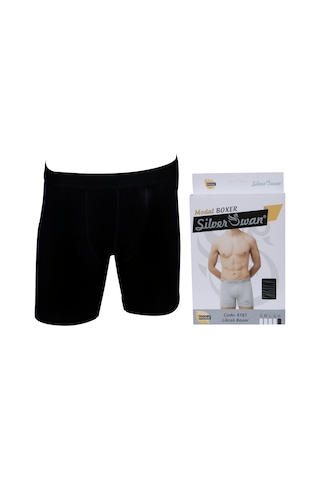 Silver Swan Modal Kumaş Siyah Lüx Kutulu Boxer Ekonomik Paket 3'Lü Siyah