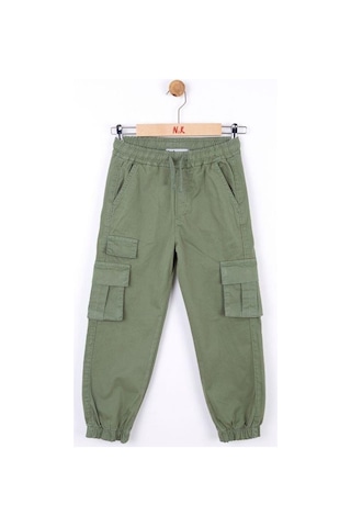 Nk Kids Çocuk Kargo Cepli Beli Paçası Lastikli Kargo Pantolon-13834-haki Haki