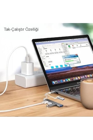 Zey Osqar Type C Usb Çoklayıcı 3.0 Usb Çoğaltıcı 4 Port Hem Type C Hem Usb Girişli