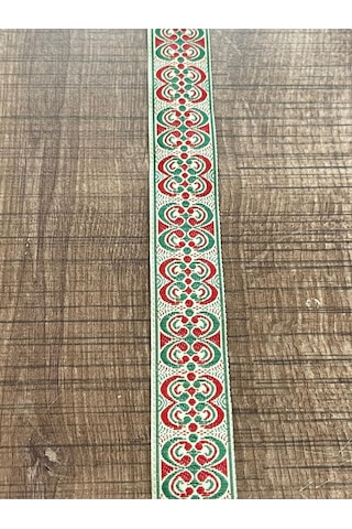 2 Cm En Etnik Ve Bohem Desenli Kırmızı Nakış Işleme Dekoratif Aksesuar Şerit 1 Metre