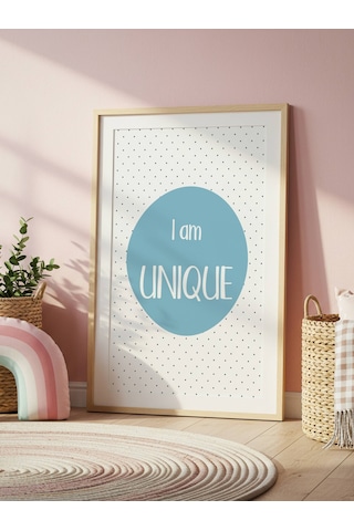 I Am Unique Dijital Baskı Poster Mavi Çerçevesiz