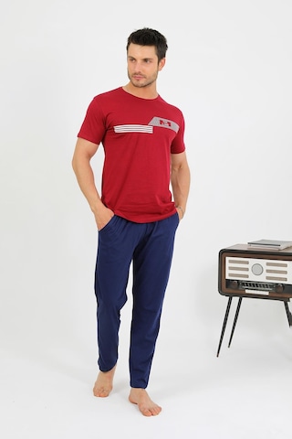 Akbeniz Erkek Pamuk Kısa Kol Pijama Takım Bordo 6875 Bordo