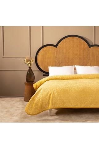 Apricitas Elegant Emboss Çift Kişilik Battaniye Hardal -