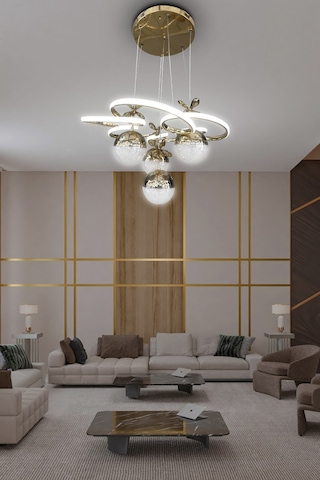 Modern Sarkıt Florya 4 Toplu Led Avize - Salon & Oturma Odası Avizesi - - Kumandalı / Gold Gold