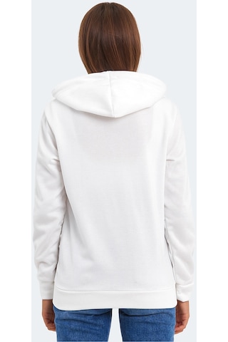 Slazenger KATYA Kadın Fermuarlı Kapüşonlu Cepli Beyaz Sweatshirt