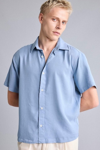 Defacto Regular Fıt Tencel Kısa Kollu Mavi Gömlek E2530ax26smbe299 Mavi-be299