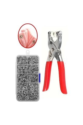 200 Adet Paslanmaz Çelik Çıtçıt Ve Pense Seti Metal Çıt Çıt Makinesi