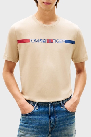 Tommy Hilfiger Logolu % 100 Pamuk Bisiklet Yaka T Shirt Erkek T Shirt Mw0mw42368 Rbt Kum