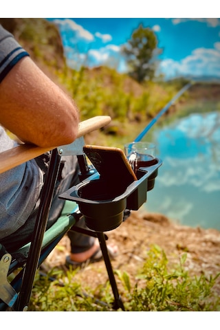 Bardak Tutucu. Bardaklık. Kamp Sandalyesi Aparatı. Siyah Renk Siyah