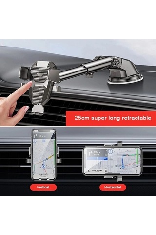 Createtech Enayi Ayarlanabilir Araç Telefonu Tutucu Için Hava Firar Klip Dağı Cep Standı Black Sucker Type - -