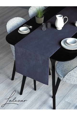 Kadife Efektli Lacivert Rengi Aura Serisi Runner 40 X 140 Lacivert