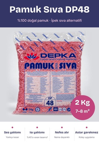 Depka Pamuk Sıva Dp48 2 Kg 7-8 M² İpek Sıva Alternatifi Isı Ve Ses Yalıtımlı Dekoratif Sıva