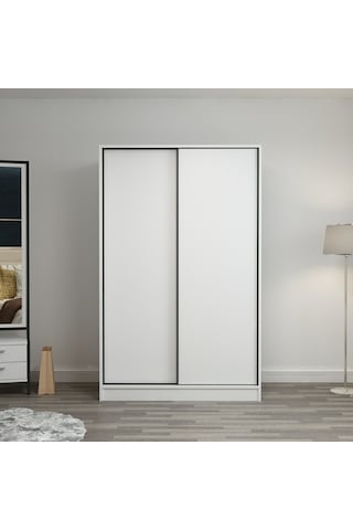 Minarmobilya Minar Kale 2 Kapaklı Sürgülü Dolap 120 Cm - Beyaz