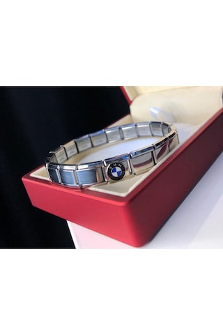 Erkek Kadın Çelik Bileklik - Bmw Logolu Italyan Charm Nomi Gümüş