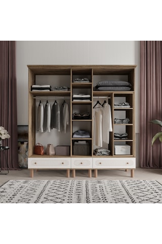 Beenal Furkan 5 Kapaklı Gardırop Dolap  200 CM Atlantik Çam - Aytaşı