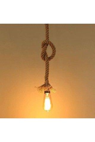 Rustik Jüt Halatlı Sarkıt Lamba Avize Halat-40 Cm +ampül /1 Adet