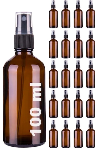 Afracam Amber 100 Ml Kapaklı Sprey Dezenfektan Cam Şişe 20 Adet Siyah