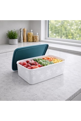 Derin Dondurucu Saklama Kabı 2 Litre No Frost Saklama Kabı Alaska Derin Dondurucu Saklama Kabı Turkuaz