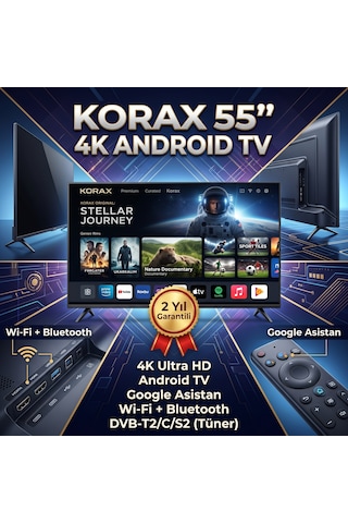 Korax 55" 140 Ekran 4K Ultra HD Android TV