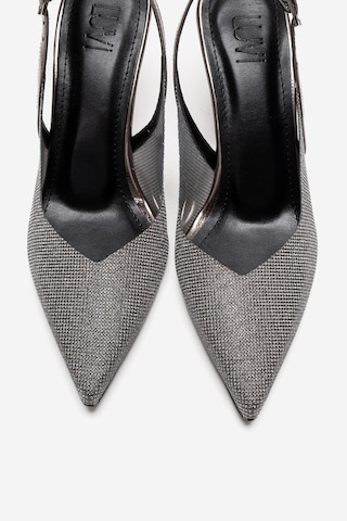 Luvishoes Dorata Platin Taşlı Kadın İnce Topuklu Abiye Ayakkabı