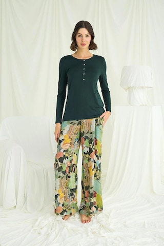 Aria's Closet Arias Closet Çiçek Ve Yaprak Desenli Pijama Takımı Yeşil