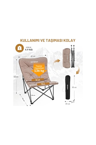 Kingcamp Lemon Lux Ultra Konforlu Kamp Sandalyesi Brown Açık Kahverengi