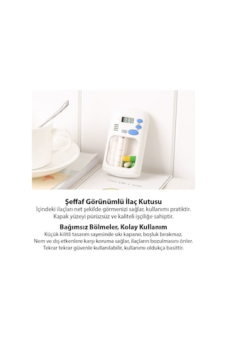 Ezere Elektronik Akıllı Zamanlayıcılı Taşınabilir Hap İlaç Kutusu - Bpa İçermez Beyaz