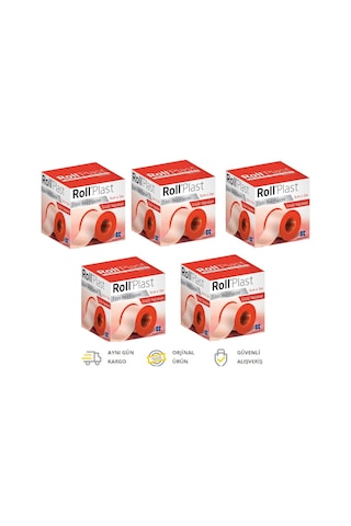 Roll Plast Bez Yapışkanlı Flaster 5 CM x 5 M 5 Adet Roll Plast Bez Yapışkanlı Flaster 5 CM x 5 M 5 Adet