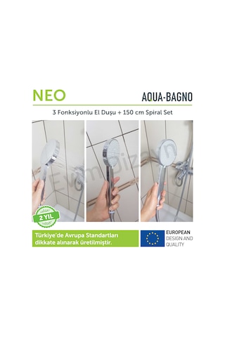 Aqua Bagno Neo El Duşu - Duş Spirali Hortumu Set 2 Parça
