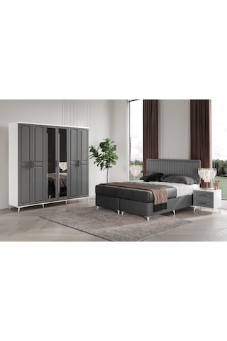 Sport 6 Kapaklı Komple Mdf Antrasit Yatak Odası