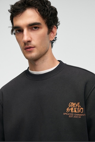Grımelange IRVING Erkek Yuvarlak Yaka Göğsü Ve Önü Regular Fit Antrasit Sweatshirt