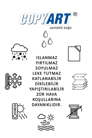 Copyart 25 Tabaka Yırtılmaz Ofset Sentetik Kağıt 70x100 Cm 150 Μ