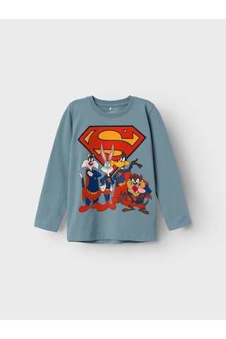 Name It Bisiklet Yaka Baskılı Duman Yeşili Erkek Çocuk Sweatshirt 13221181 001 Yeşil