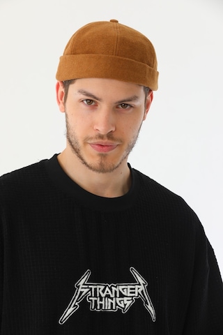 Elif İç Giyim Kaşe Arkadan Ayarlı Retro Hip-hop Takke Şapka Taba