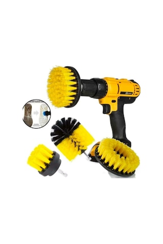 Mucit Home 3'lü Matkap Ucu Yıkama Temizleme Banyo Küvet Duşakabin Araba Tekerliği Koltuk Fırçası Seti Diğer